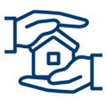 Home protection icon in blue
