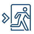 Emergency exit icon in blue
