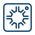 Fire alarm icon in blue